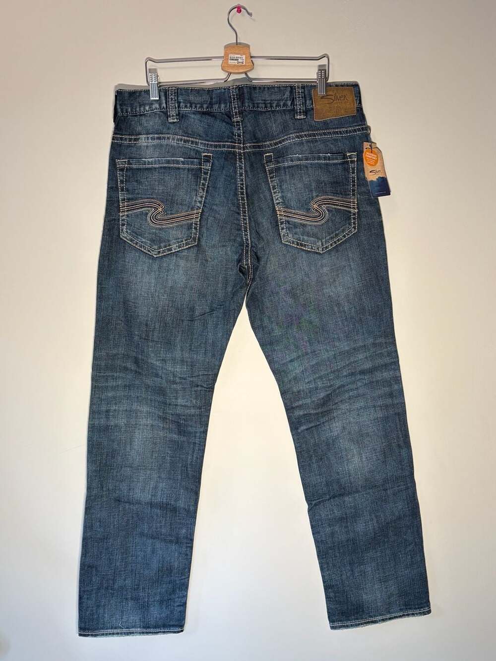 Silver Jeans Co. Hunter Athletic Fit Straight Indigo Denim Jeans W36 L34 - Picture 4 of 7